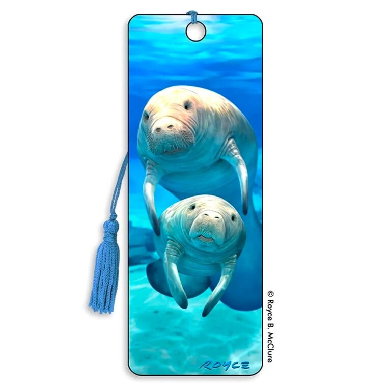 Blue Manatees 3D Bookmark