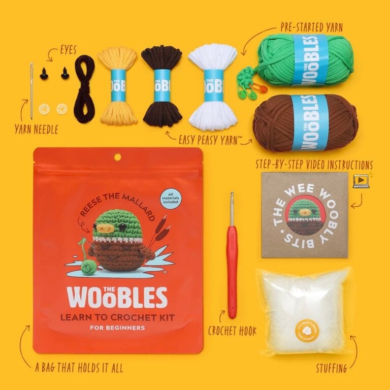 The Woobles Reese The Mallard Beginner Crochet Kit