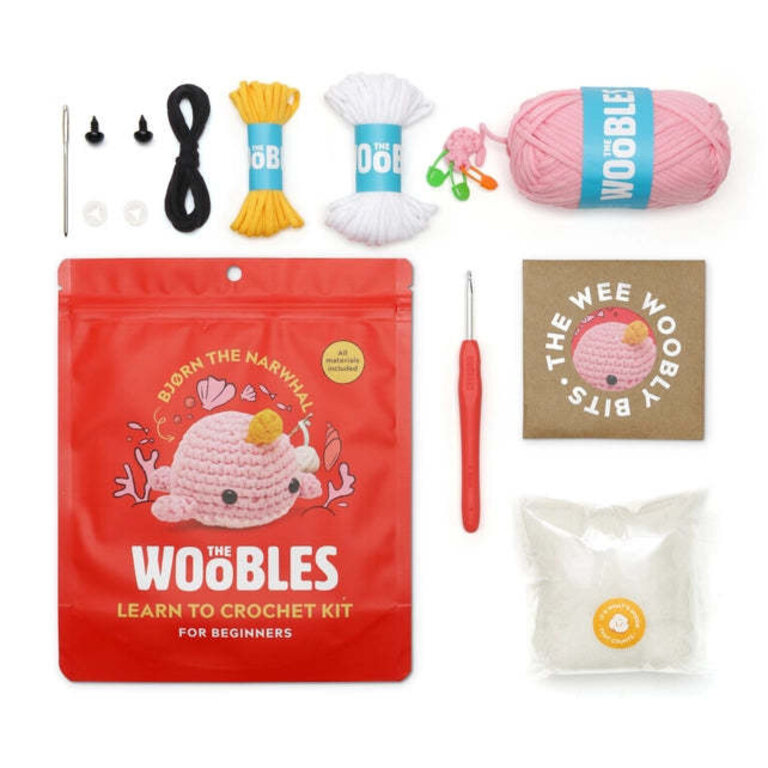 The Woobles Bjorn the Pink Narwhal Beginner Crochet Kit