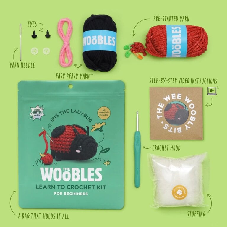 The Woobles Iris the Ladybug Beginner Crochet Kit