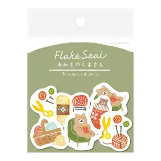 Furukawashiko Knitting Bear Flake Sticker Pack