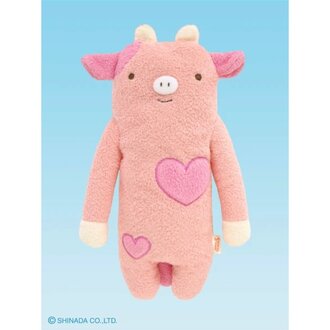 Shinada Co., LTD Fumofumo San Pink Heart Cow Plush