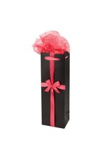 Black And Pink Ribbon Wine Bag