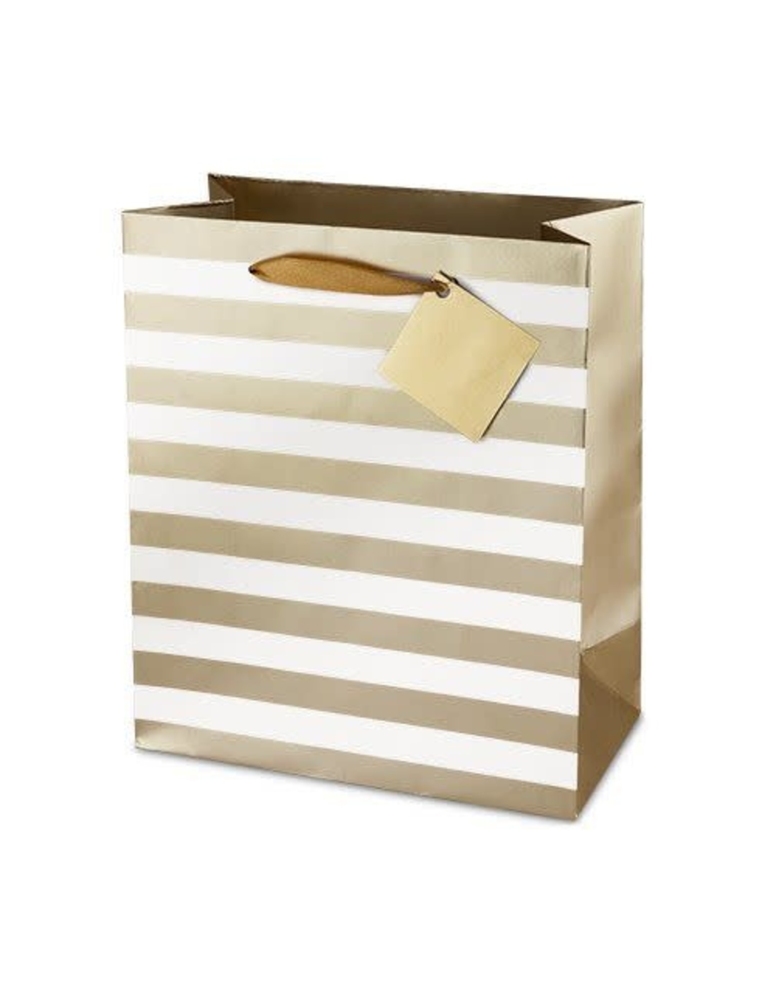 Ritzy Metallic Stripes Double Bottle Gift Bag