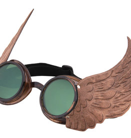 GOGGLES-WINGED, GOLD W/GRN LENS