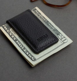 MONEY CLIP-LEATHER, BLACK