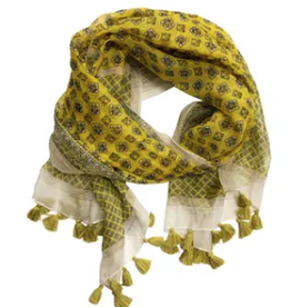 SCARF-COTTON-MILANA FRINGED YELLOW