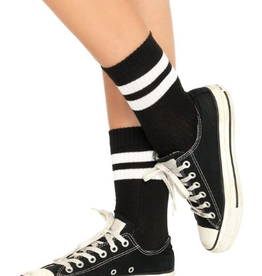 SOCKS-ATHLETIC-ANKLETS, BLACK/WHITE, O/S