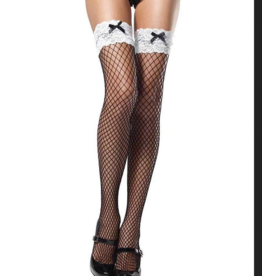 THIGH HIGH-FISHNET INDUSTRIAL W/STAY UP LACE TOP