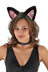 ANIMAL SET-CAT EARS, COLLAR, & TAIL, BLACK/PINK