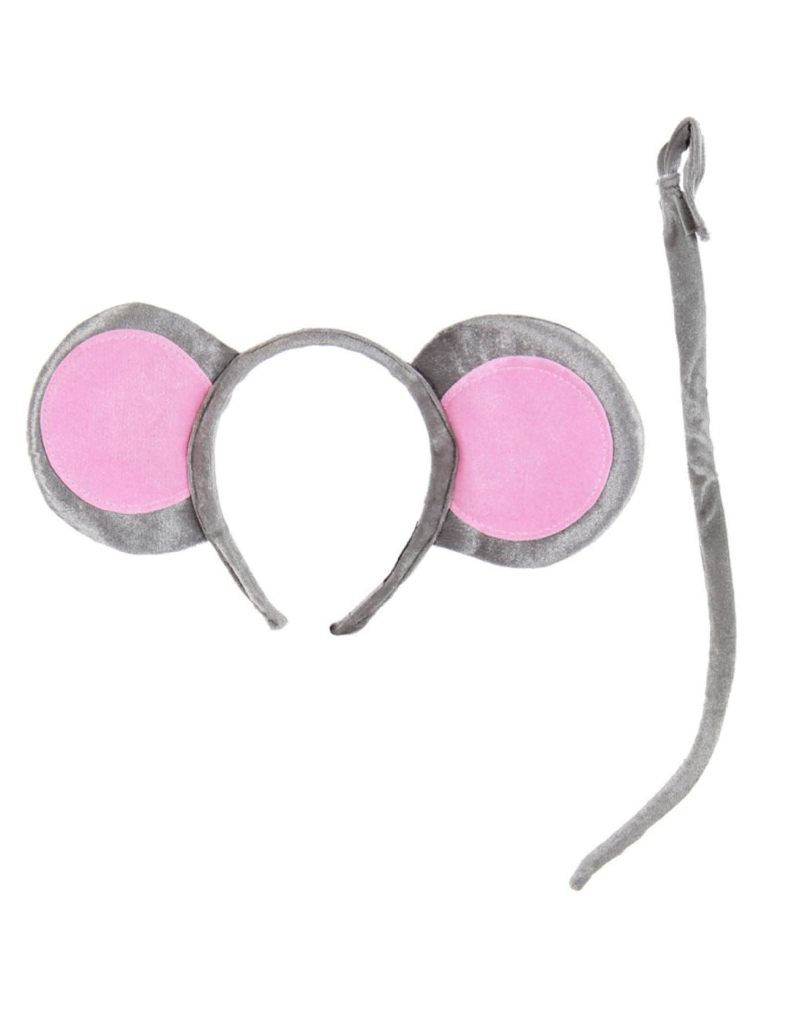 ANIMAL SET-MOUSE EARS W TAIL GREY/PINK