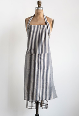 APRON-COTTON STRIPED W/ POCKET, GREY