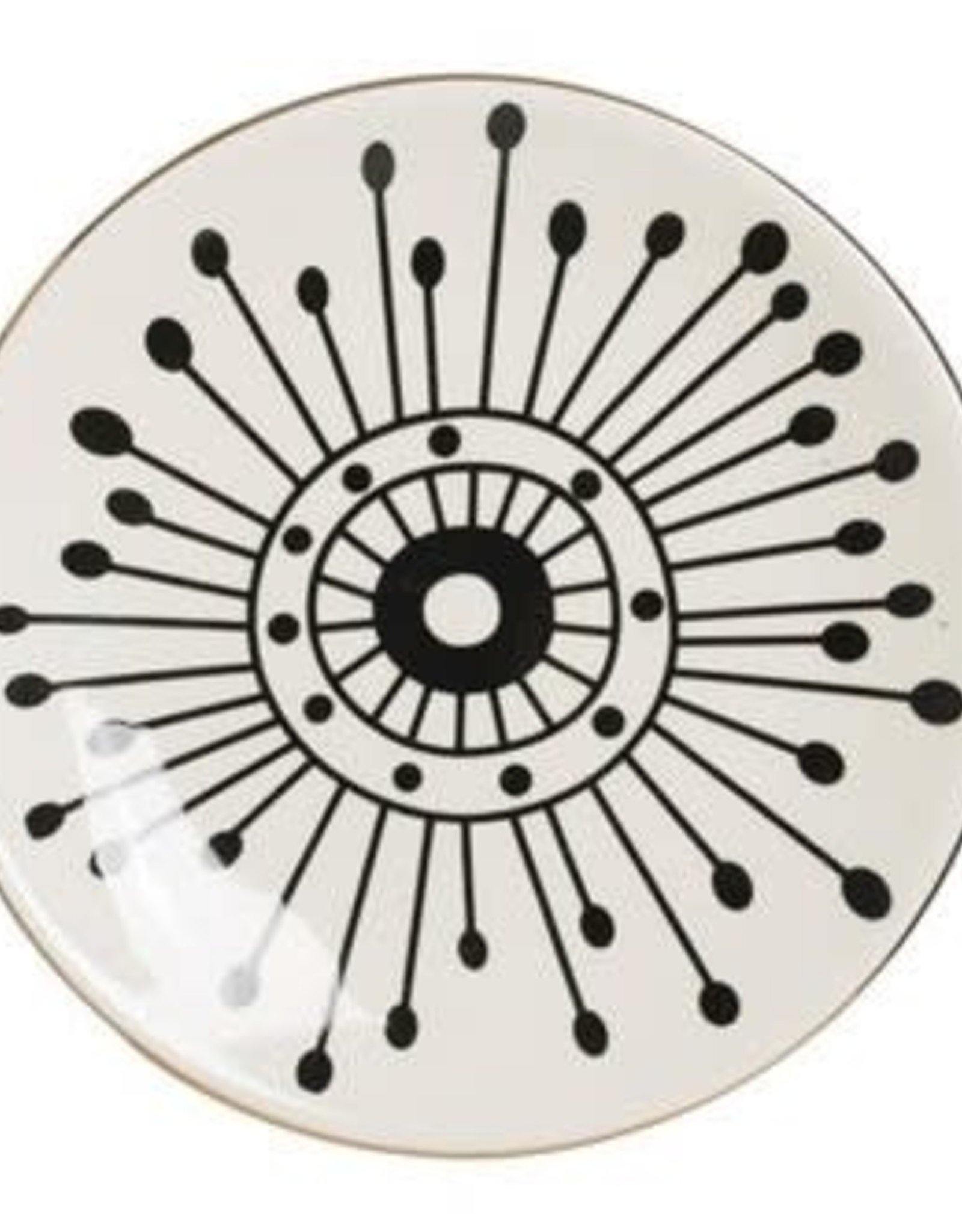 PLATE-BLACK PATTERN W/GOLD-ROUND-STONEWARE 5-1/4"