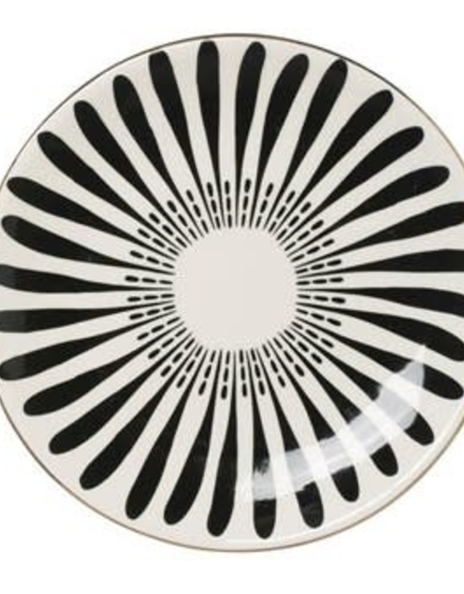 PLATE-BLACK PATTERN W/GOLD-ROUND-STONEWARE 5-1/4"