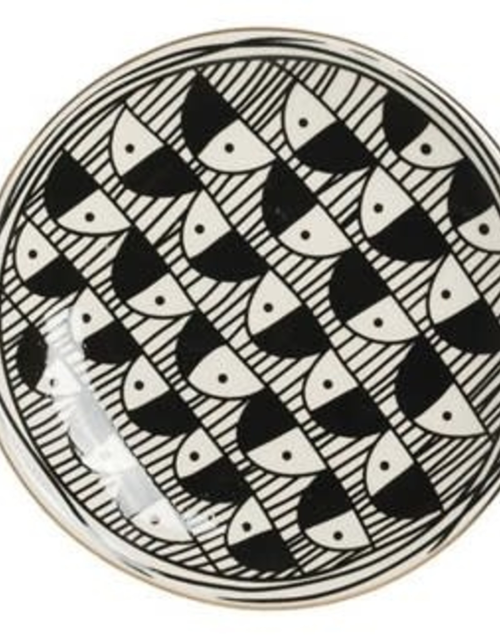 PLATE-BLACK PATTERN W/GOLD-ROUND-STONEWARE 5-1/4"