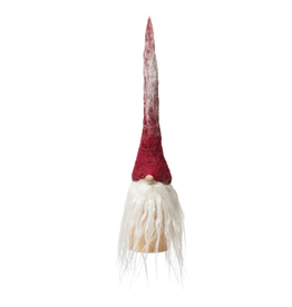 ORNAMENT-GNOME W/ WOOD BASE, RED