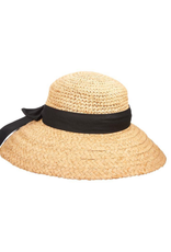 HAT-SMALL BACK BRIM "ROCKPORT" NATURAL RAFFIA  W/BLACK BAND