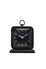CLOCK-TABLE STYLE-PEWTER, BLACK METAL, 5"  X 6 3/4"