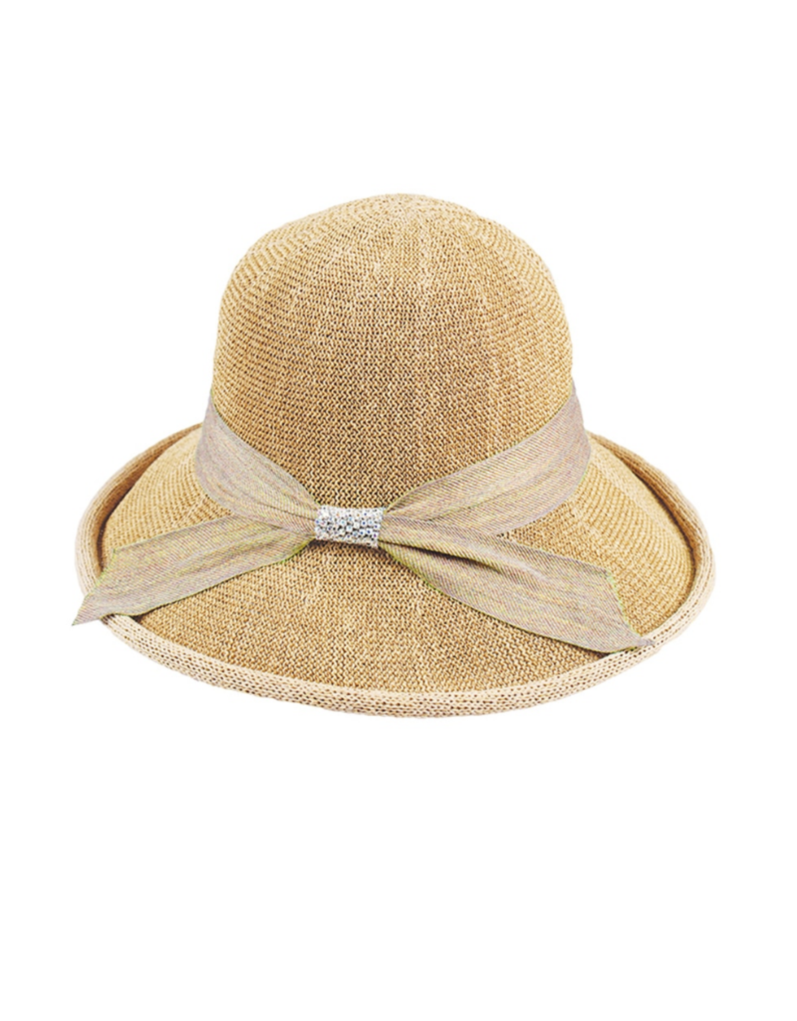 HAT-CLOCHE-ROLLED BRIM, WIDE BAND W/ BOW