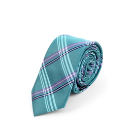 TIE-SLIM-BLUE GREEN PLAID, POLY