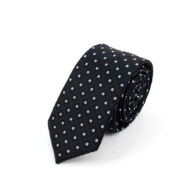 NECKTIE-SLIM-GEOMETRIC, BLACK, POLY