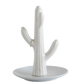 JEWELRY HOLDER-CACTUS, 6.5”, PORCELAIN, WHITE