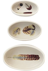 TRAY-FEATHER DESIGN-STONEWARE, OVAL MEDIUM