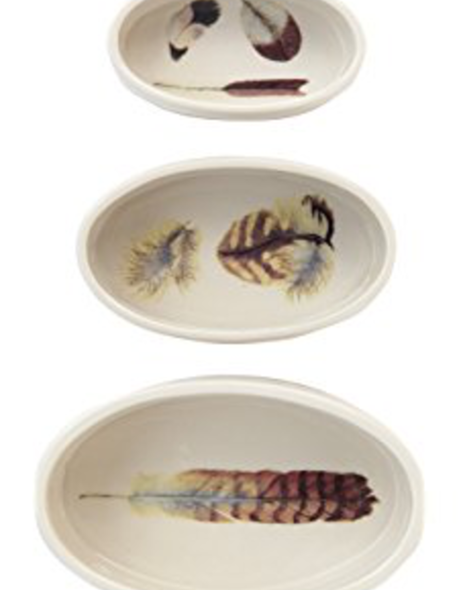 TRAY-FEATHER DESIGN-STONEWARE, OVAL MEDIUM