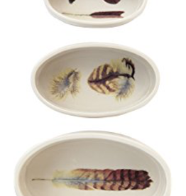 TRAY-FEATHER DESIGN-STONEWARE, OVAL MEDIUM