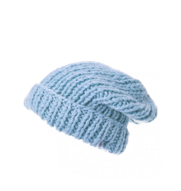 HAT-KNIT BEANIE-CHUNKY SLOUCH WITH FOLD, BLUE