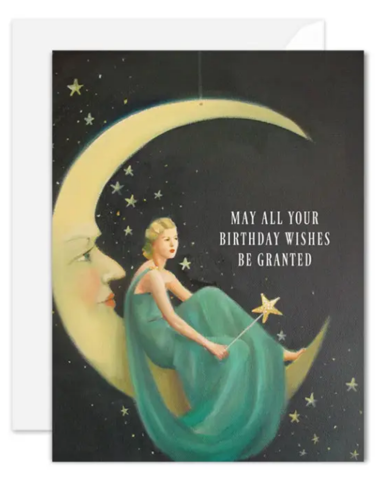 Faire/Janet Hill Studio CARD-BIRTHDAY "PHOEBE" SITTING ON A MOON
