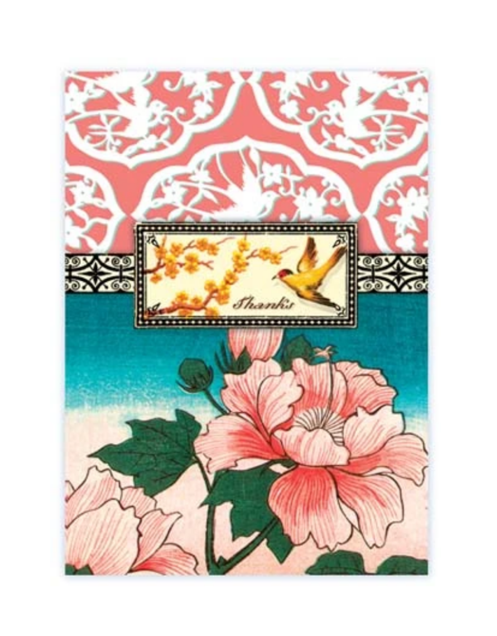 CARD-JUST BECAUSE "THANKS" FLORAL W/BIRD