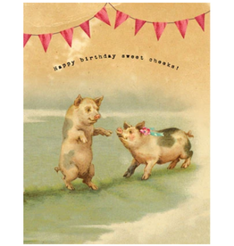 CARD-BIRTHDAY "SWEET CHEEKS" PIGS