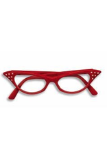 GLASSES-50'S RHINESTONE CLEAR LENS, RED