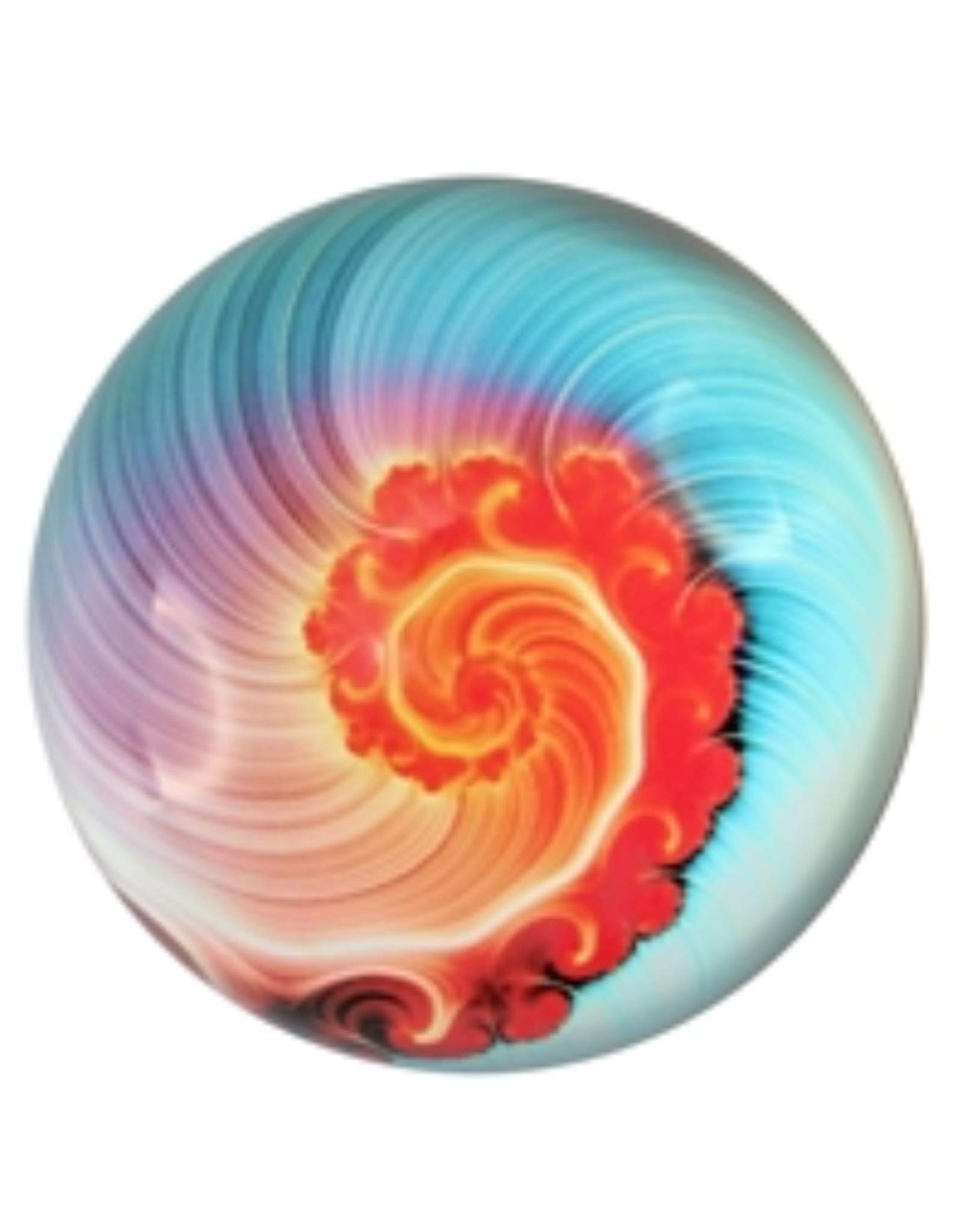 PAPERWEIGHT-GLASS DOME, NAUTILUS BLUE/CORAL