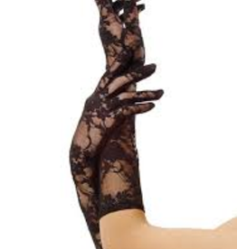 GLOVES-LACE, STRETCH, ELBOW LENGTH, BLK