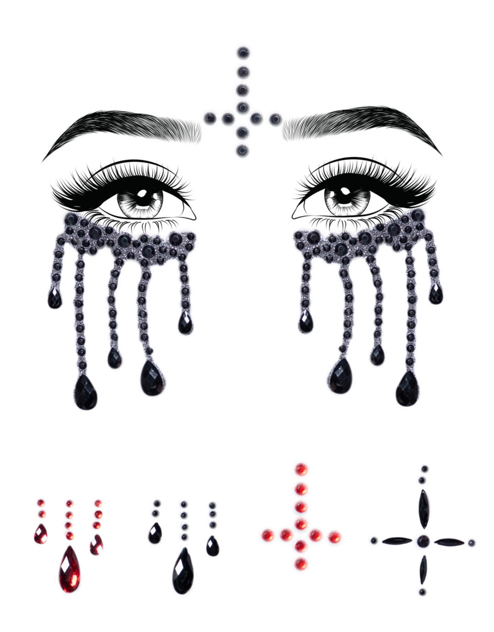 BODY JEWELRY-EYES-POSSESSED BLK/RED