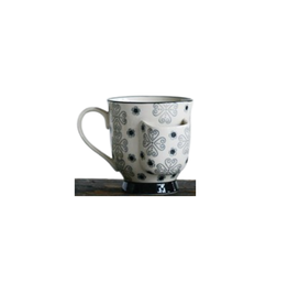 CUP-W/TEABAG HOLDER PATTERNED-STONEWARE