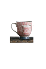 CUP-W/TEABAG HOLDER PATTERNED-STONEWARE