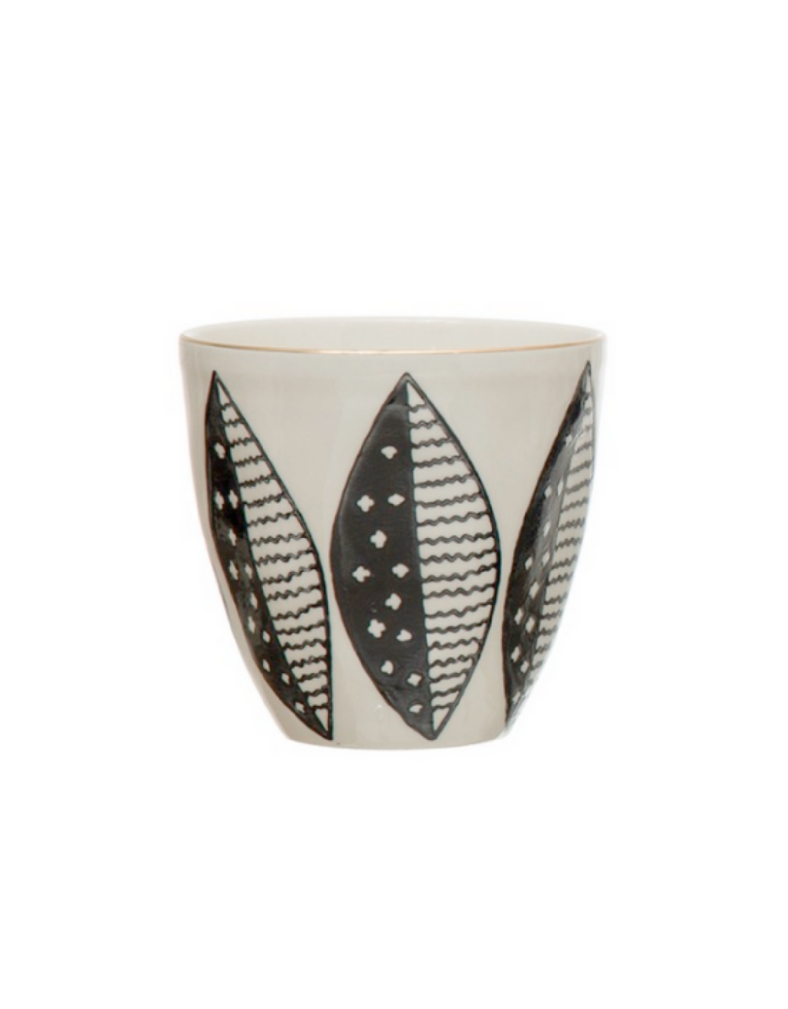 CUP-BLK/WHITE PATTERN, ELECTROPLATING, 8OZ