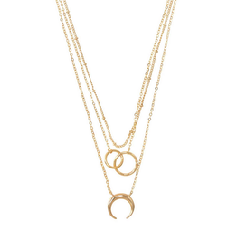 NECKLACE-LAYERED DOUBLE RING W/TUSK
