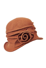 HAT-CLOCHE-BOILED WOOL "SIENNA" ROSETTE