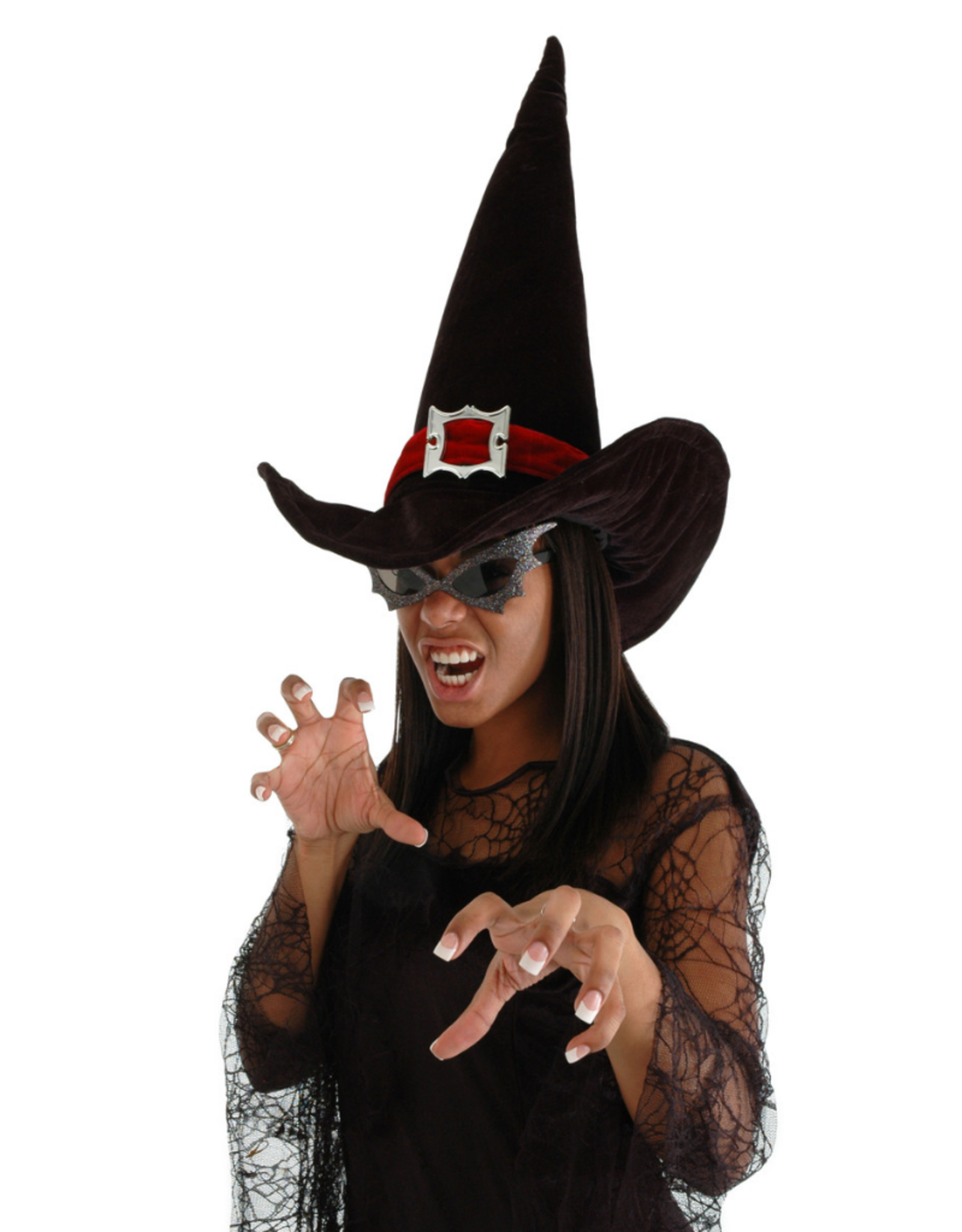 HAT-WITCH-BLK W/RED BAND W/BUCKLE