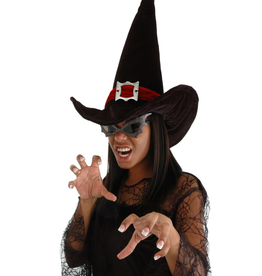 HAT-WITCH-BLK W/RED BAND W/BUCKLE