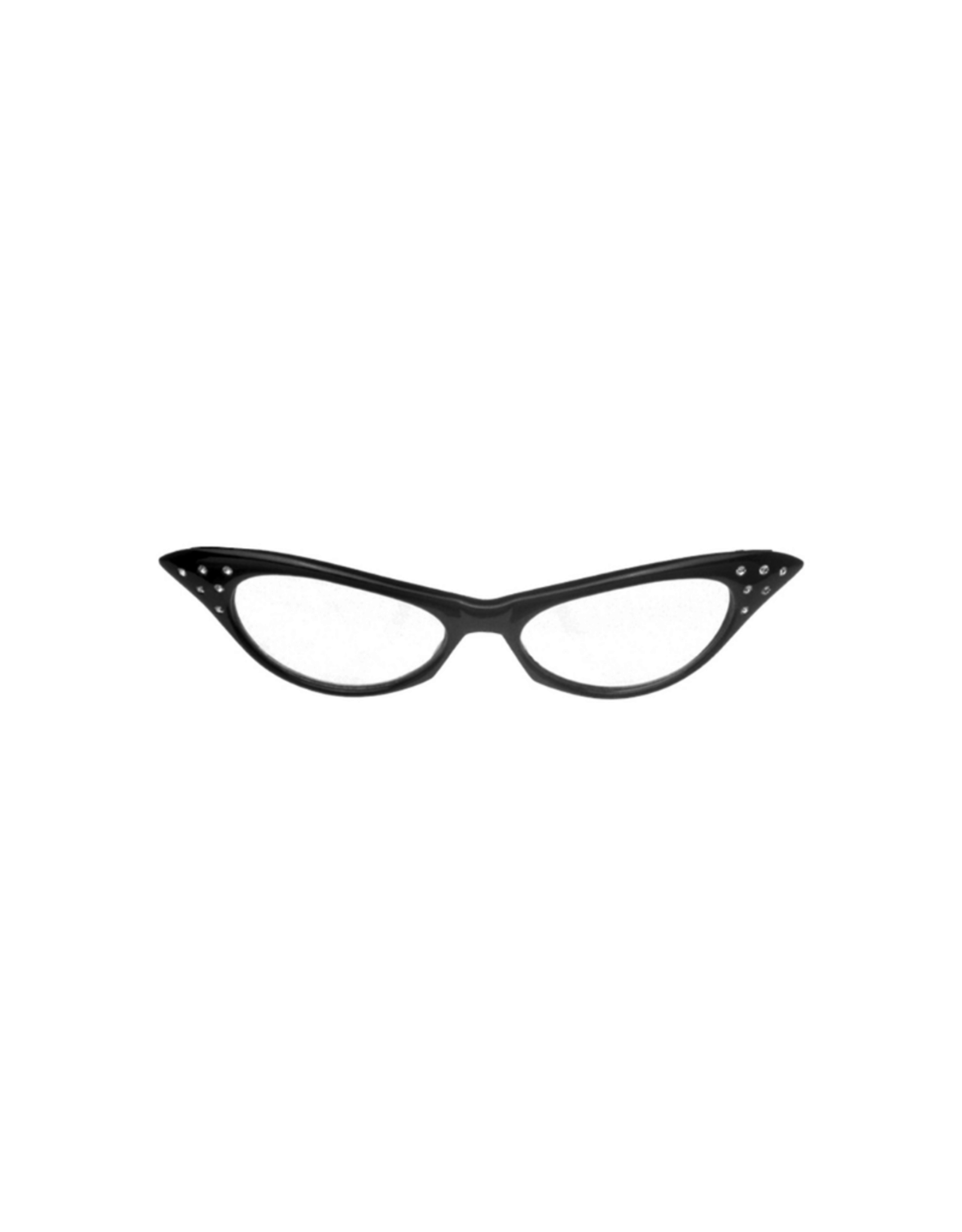 GLASSES-50'S RHINESTONE, BLACK/CLEAR