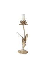 CANDLE HOLDER-FLOWER HOLDS TAPER GOLD 12.5"H