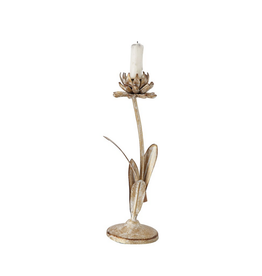 CANDLE HOLDER-FLOWER HOLDS TAPER GOLD 12.5"H