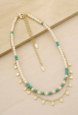 NECKLACE-LAYERED-TURQ MORROCAN GOLD