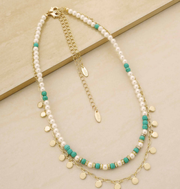 NECKLACE-LAYERED-TURQ MORROCAN GOLD