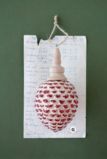 ORNAMENT-GLASS-RED W/NAT PINECONE SHAPE